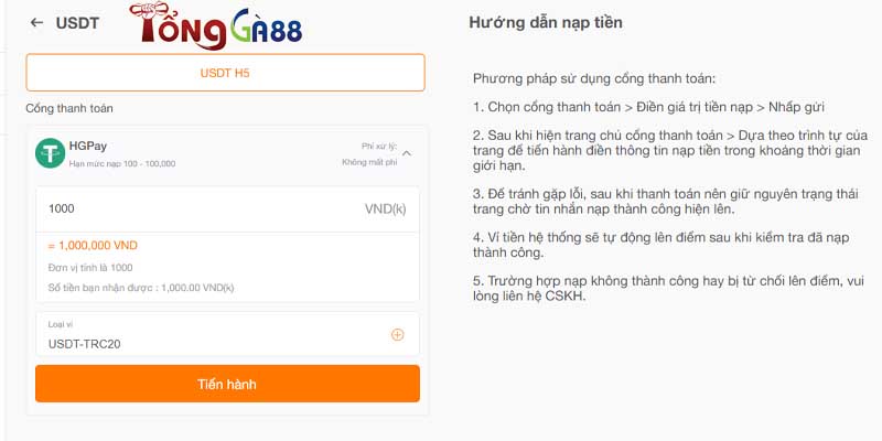 nạp tiền tổng gà 88